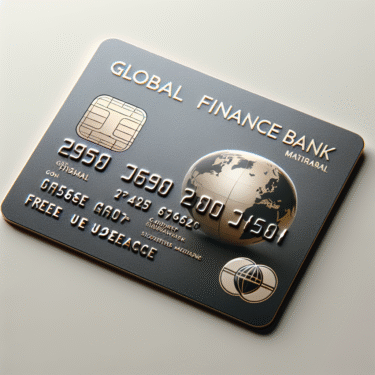 Nærbilde av et elegant MasterCard-kredittkort merket GE Money Bank på en nøytral bakgrunn, med ikoner for gebyrfri bruk og sikkerhet, moderne og profesjonell stil